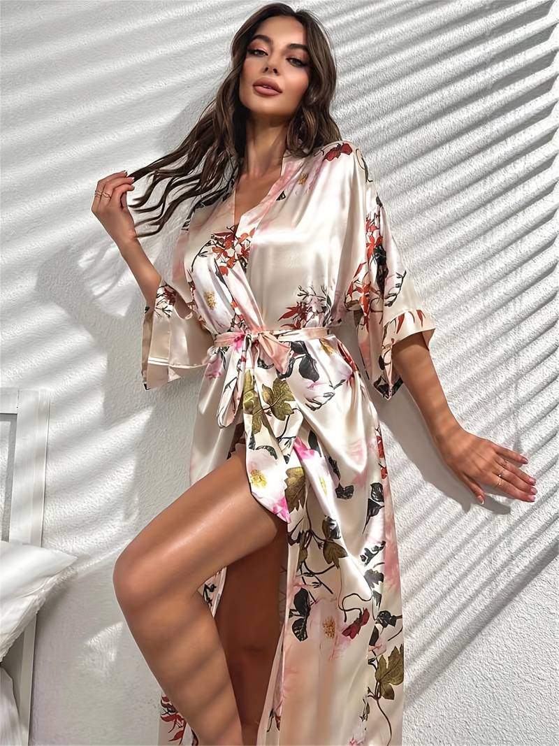 Floral Satin Robe