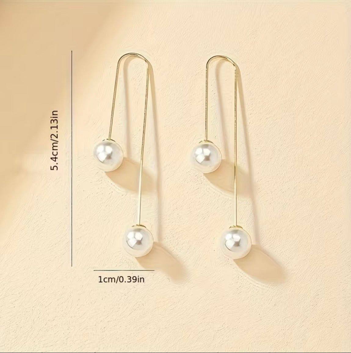 Long Gold-Tone Simulated Pearl Drop Earrings
