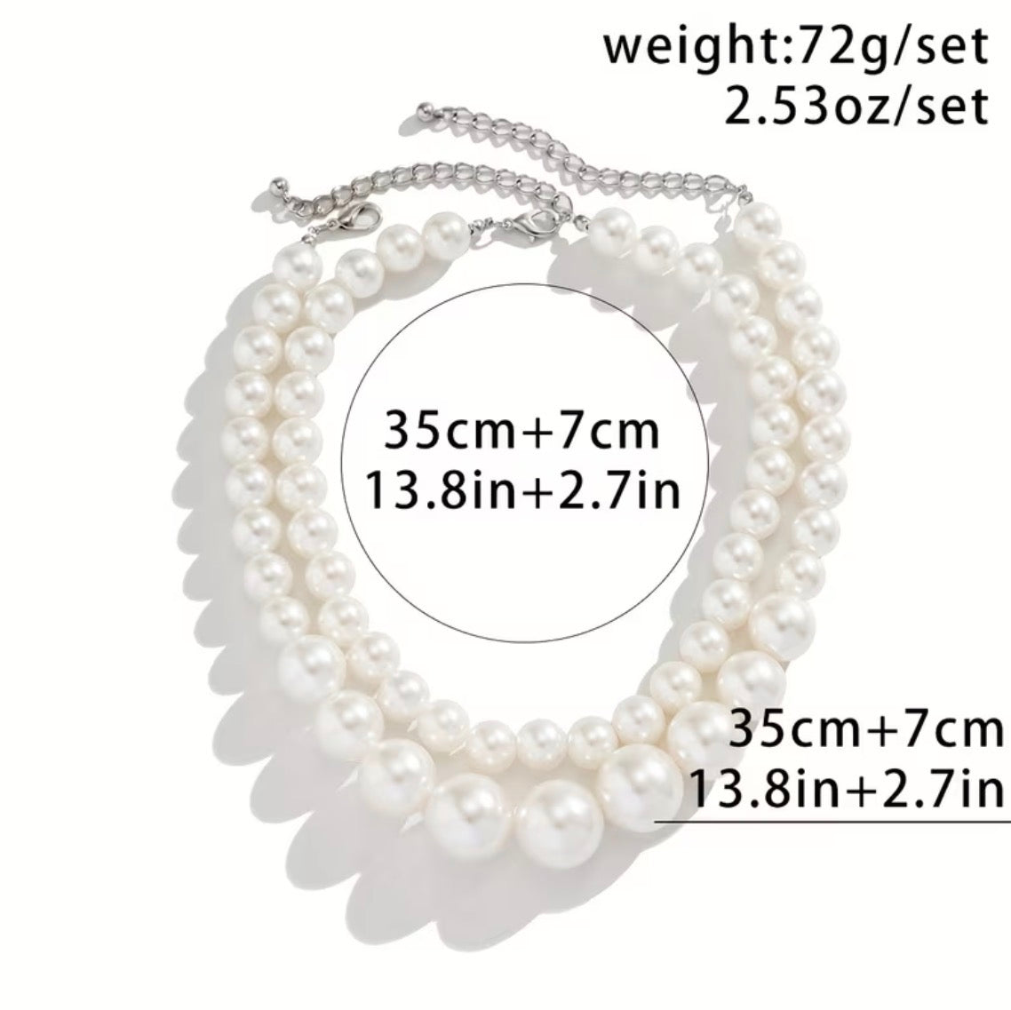 Graduated Simulated Pearl Double-Strand Necklace