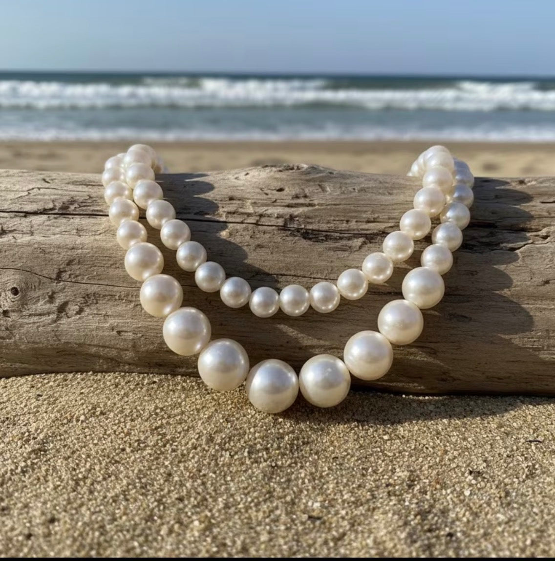 Graduated Simulated Pearl Double-Strand Necklace